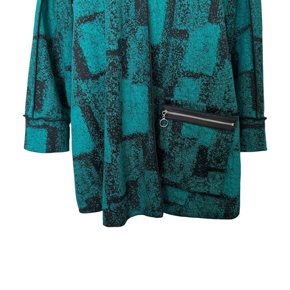 Ali Miles Textured Knit Tunic Top Removable Cowl Neck Scarf Green Black Size XL - Picture 7 of 16